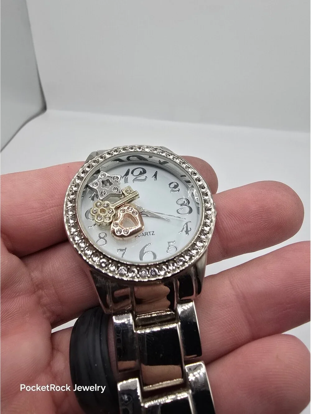 BWC Women’s Quartz Analog Watch White Dial Diamond Accent Silver Bracelet
